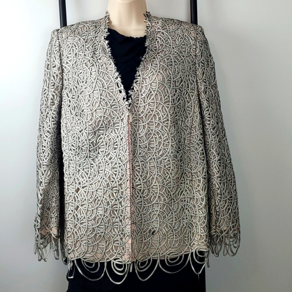 Arise Cream Silk Blazer Women’s Size 18 Long Sleeve Zipper